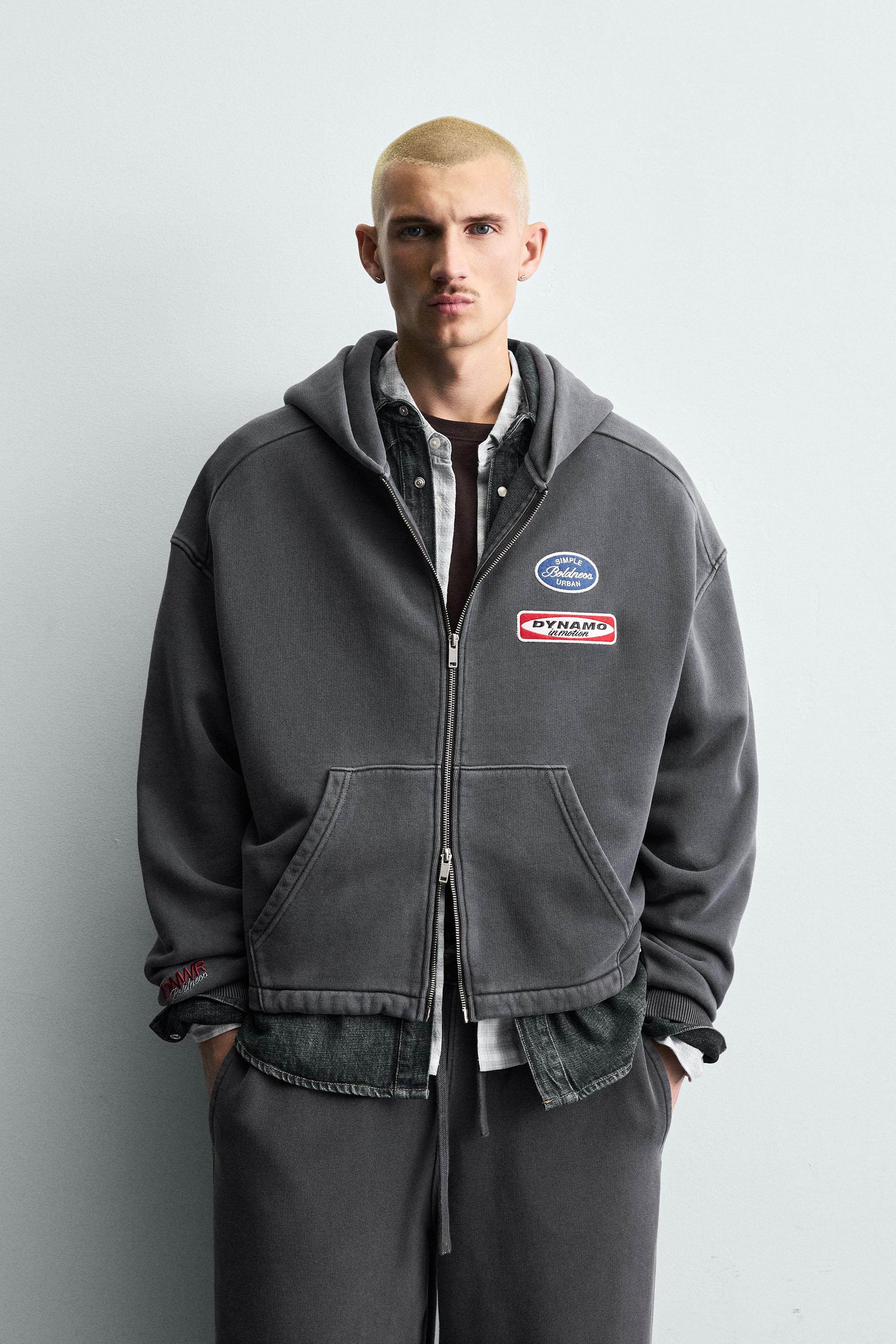 WASHED HOODIE WITH PATCHES